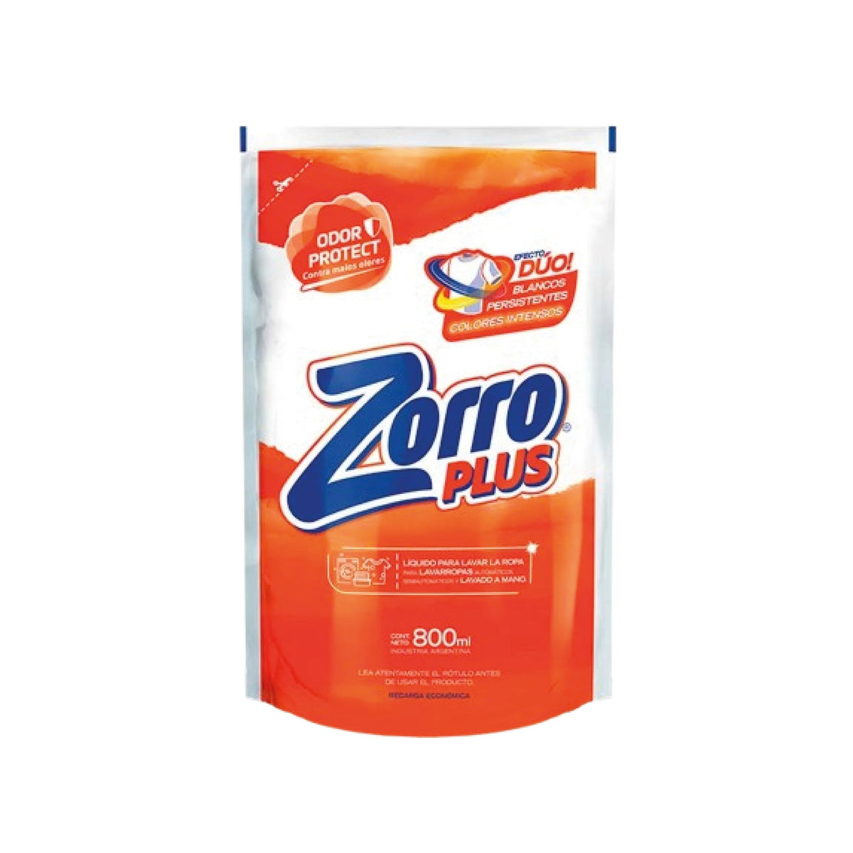 Jabón Líquido Repuesto Zorro p/ Ropa Plus 800 ml
