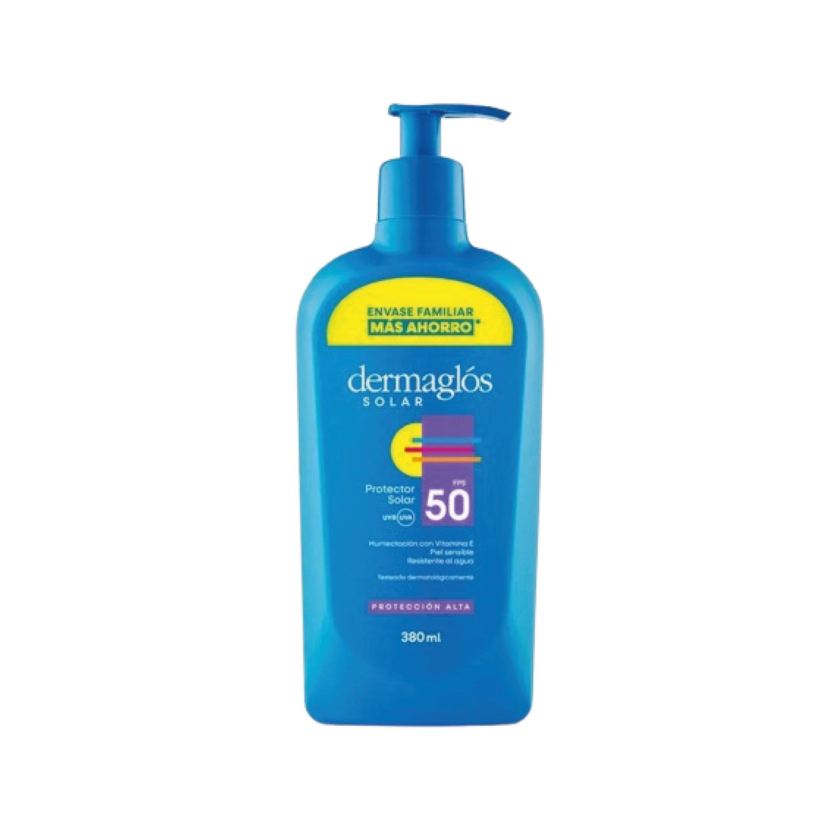 Protector Solar Emulsión Dermaglos Familiar c/ Bomba FPS 50 380 ml