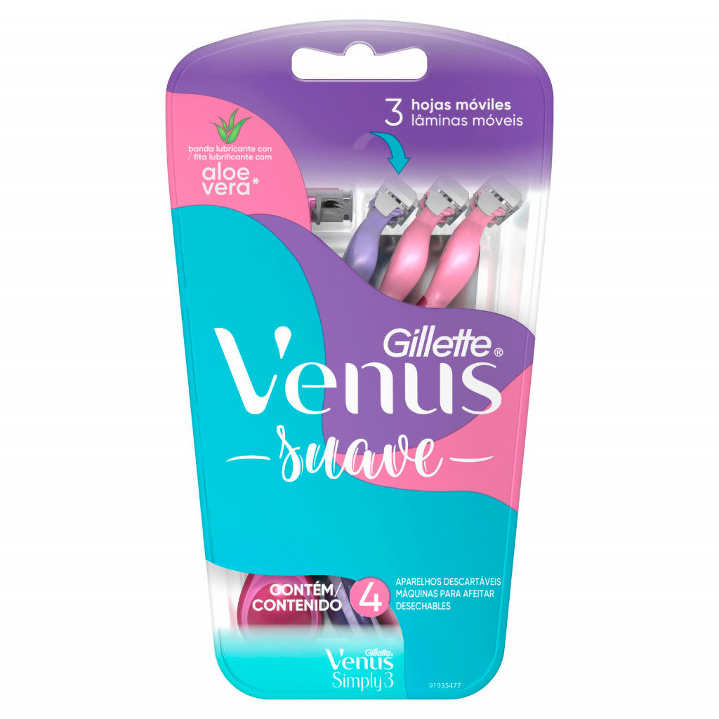 Afeitadora Descartable Gillette Venus Suave 4 u
