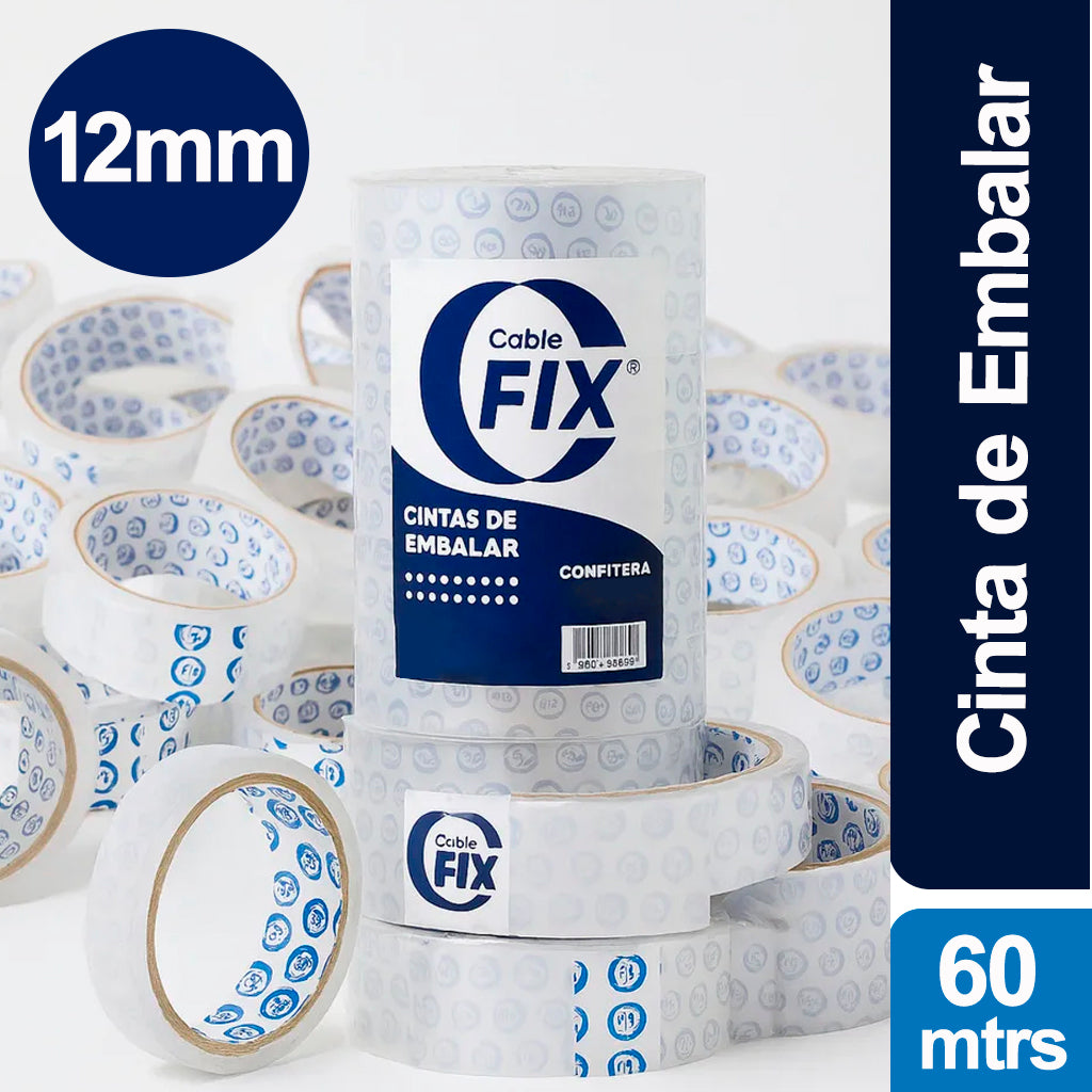 Cinta de Embalar Cablefix Autoadhesiva p/ Usos Multiples 12 mm 60 mts