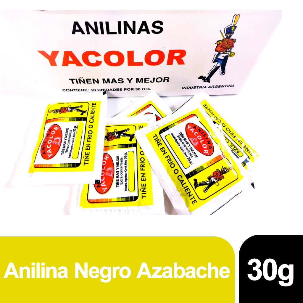 Anilina Yacolor Extra Concentrada - Negro Azabache - Tiñe en Frio o Caliente 30 g