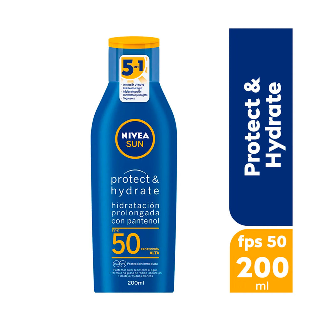 Protector Solar Crema Nivea SUN Protect & Hydrate c/ Pantenol FPS 50 200 ml