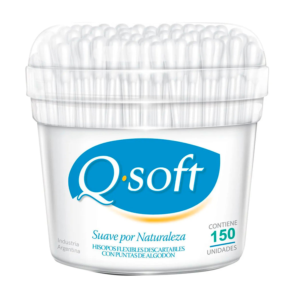 Hisopo Descartable Qsoft Biodegradables, Flexibels c/ Punta de Algodon 150 u