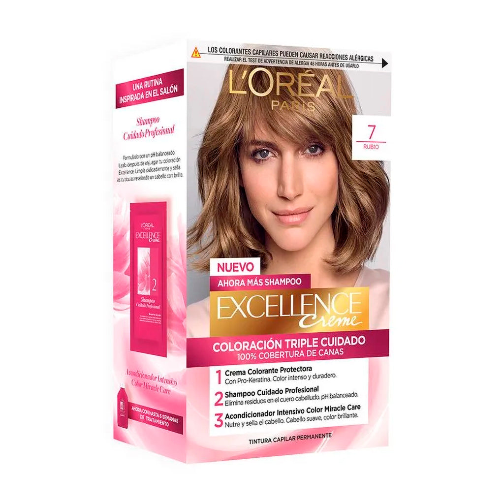 Kit De Coloración Excellence Creme Loreal Paris Tono 7 Rubio 172,5 g