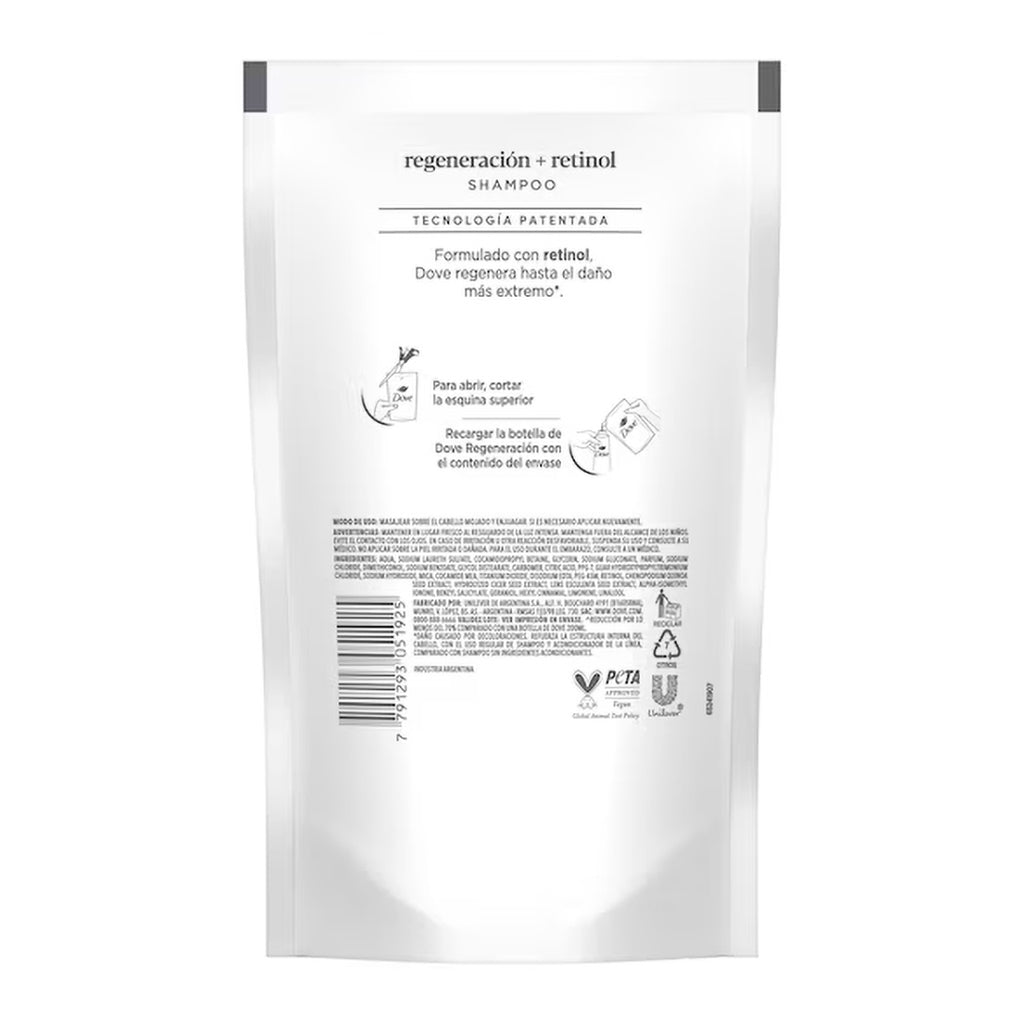 Shampoo Repuesto Dove Regeneracion + Retinol 180 ml