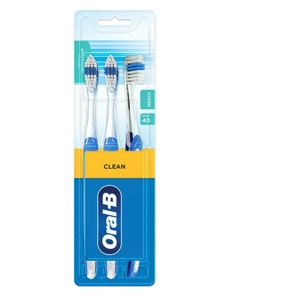 欧乐B牙刷 清洁指示型刷毛 中等柔软 3支装