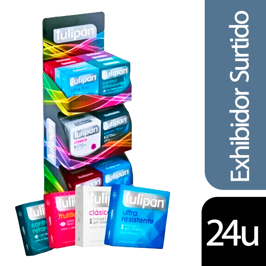 Preservativo Exhibidor Tulipan Surtido -3 Estantes - 8u. por Estante. 24 u