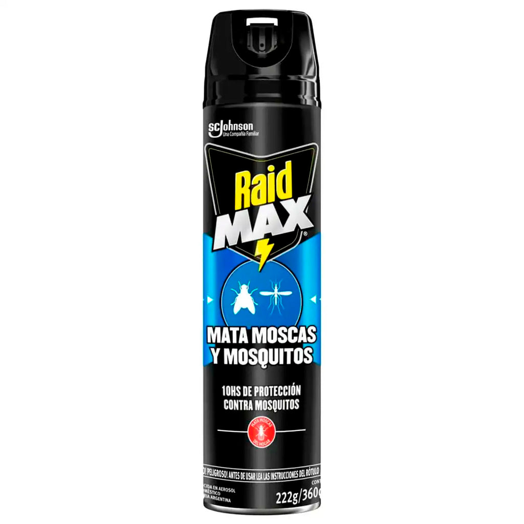 Repelente Aerosol Raid Max Mata Mosquitos y Moscas 360 ml