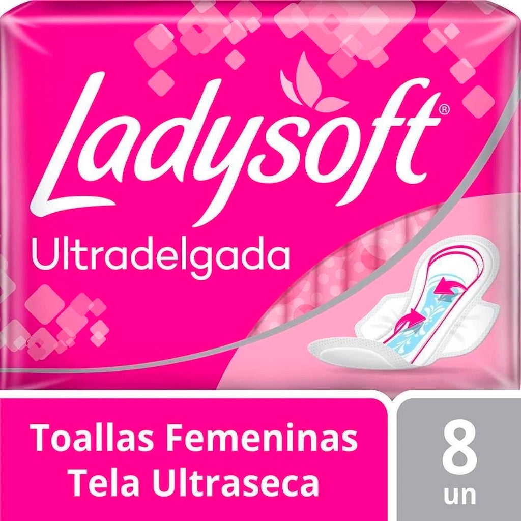 Toallas Femeninas Ladysoft Ultradelgada c/ Alas Ultraseca 8u