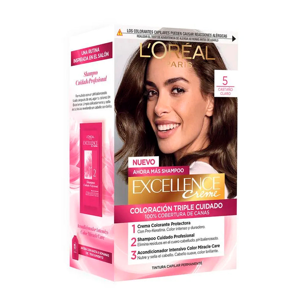 Kit De Coloración Excellence Creme Loreal Paris Tono 5 Castaño Claro 172,5 g