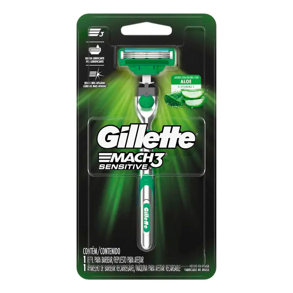 Afeitadora Desechable Gillette Prestobarba Mach 3 Sensitive c/ Aloe Vera 1 u