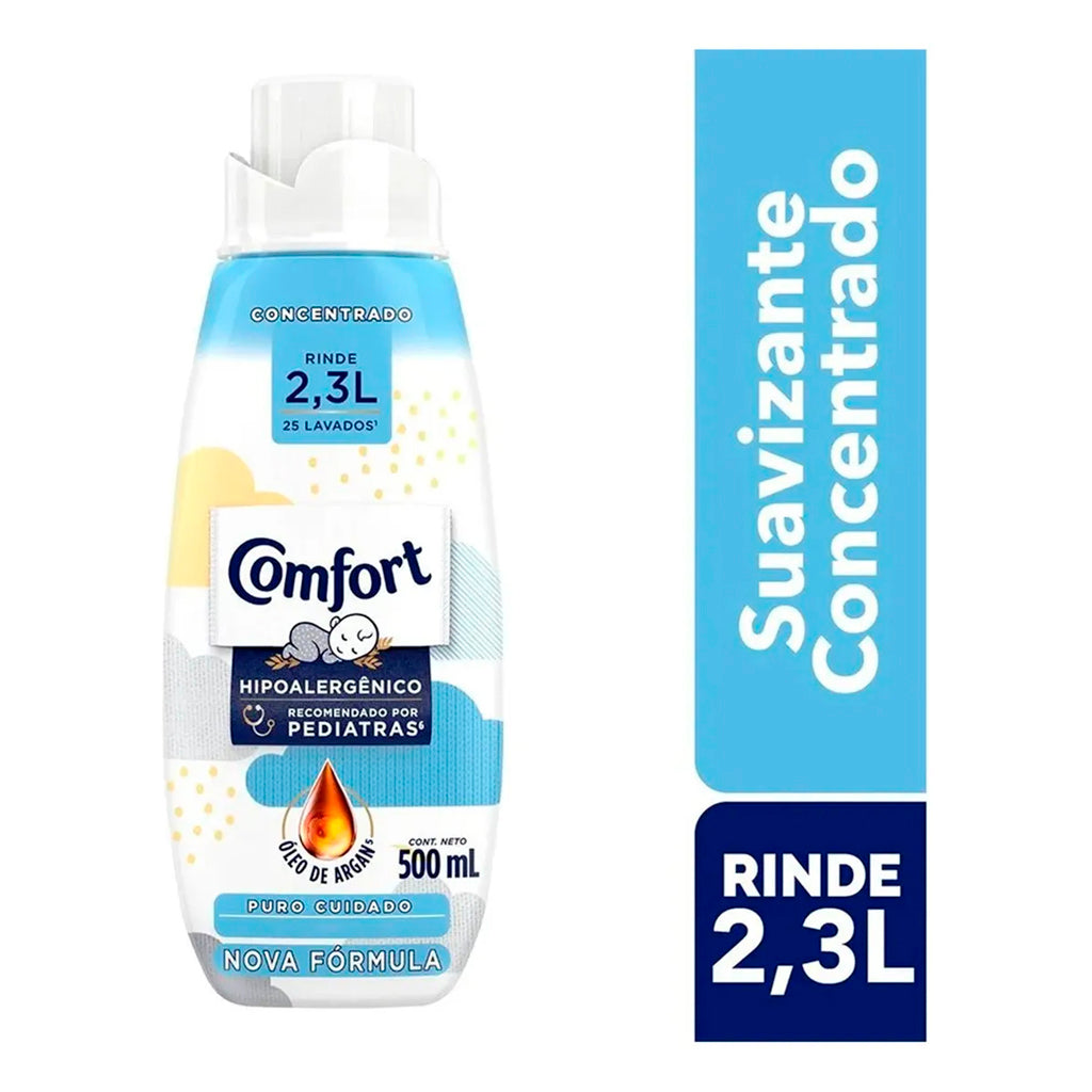 Suavizante Comfort Concentrado p/ Ropa Puro Cuidado Hipoalergenico c/ Oleo de Argan 500 ml