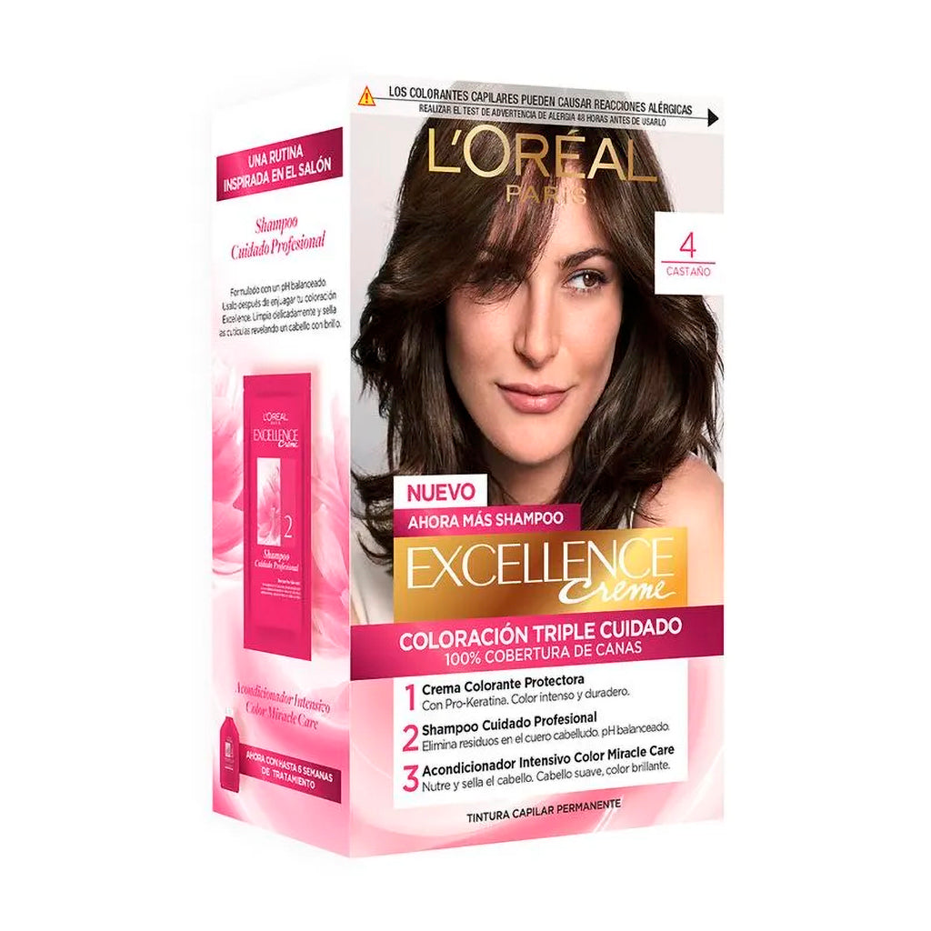 Kit De Coloración Excellence Creme Loreal Paris Tono 4 Castaño 172,5 g