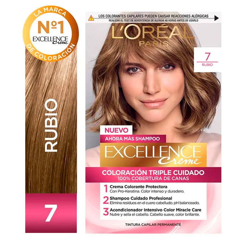 Kit De Coloración Excellence Creme Loreal Paris Tono 7 Rubio 172,5 g