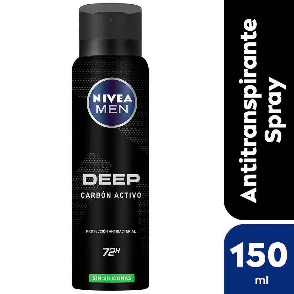 Desodorante Aerosol Nivea Antitranspirante Deep Fragancia Intensa Original Carbon Activo 150 ml