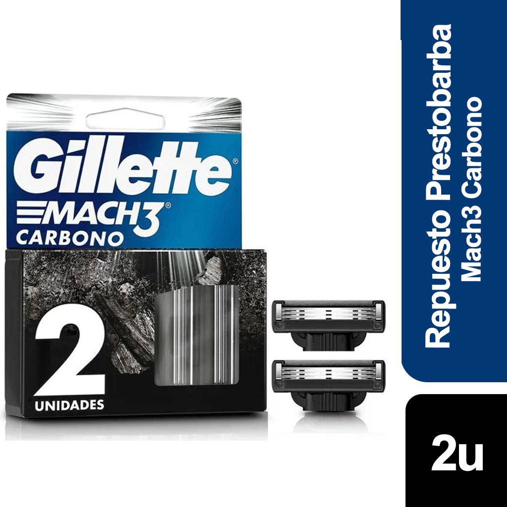 Repuesto Afeitadora Gillette p/ Prestobarba Mach3 Carbono 2 u