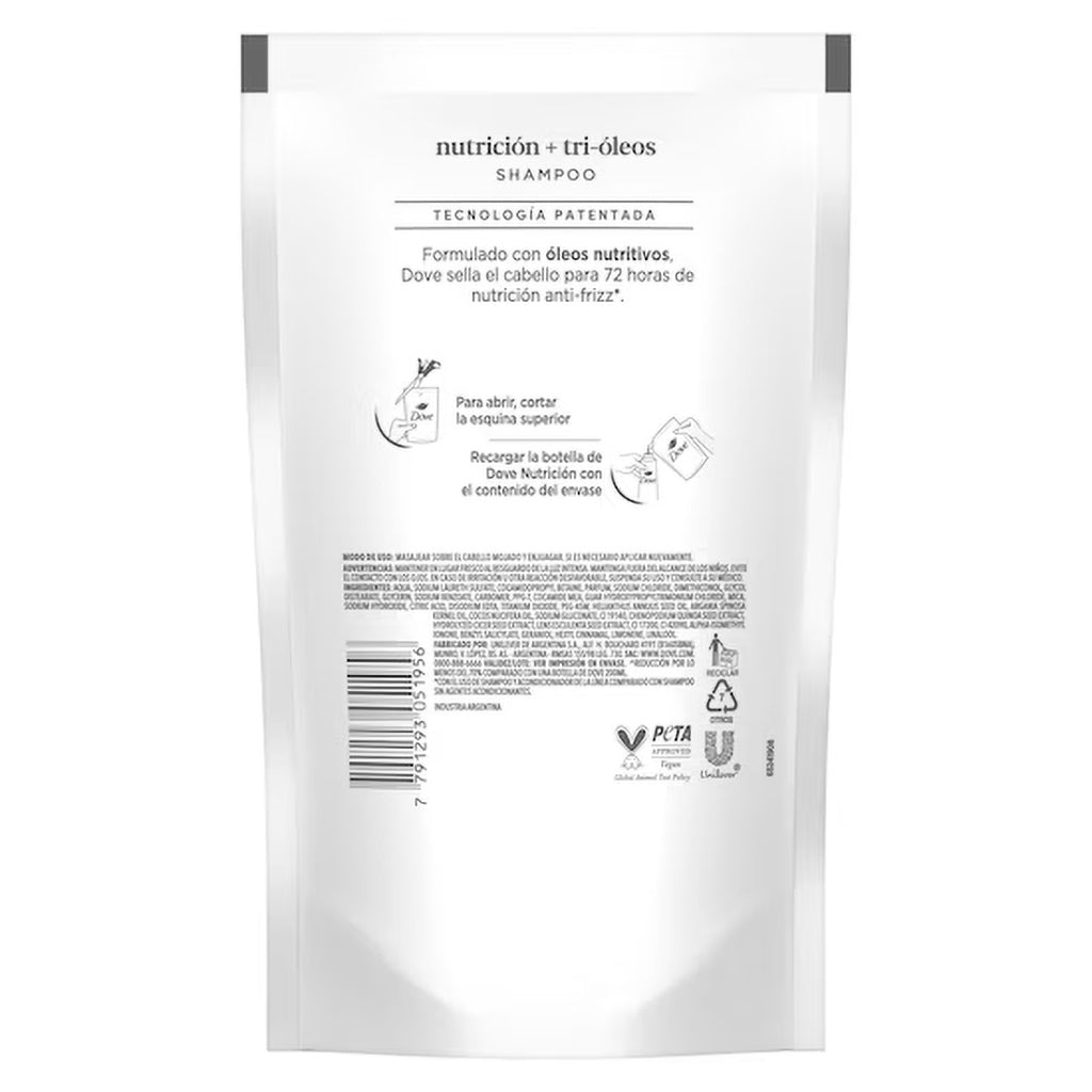 Shampoo Repuesto Dove Nutricion + Tri-Oleos 180 ml