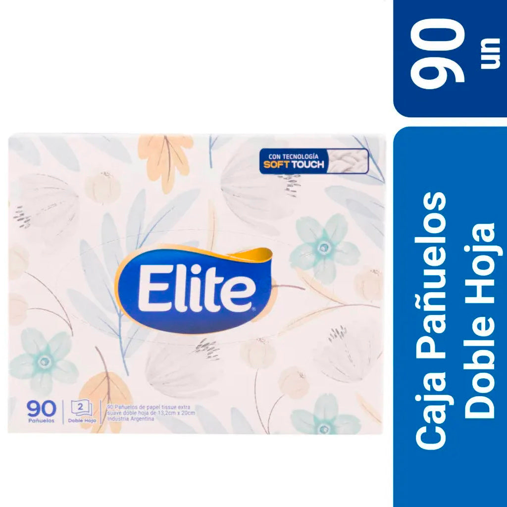 Pañuelo Descartable Elite Papel Tissue Extra Suave Doble Hoja 90u
