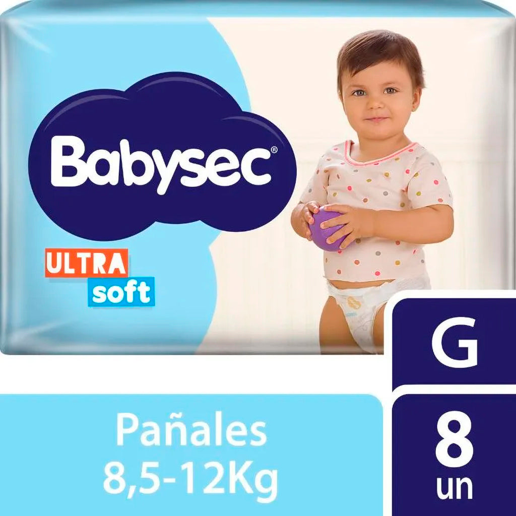 Pañales Babysec Ultra Soft Talle G 8,5 - 12 Kg 8 u