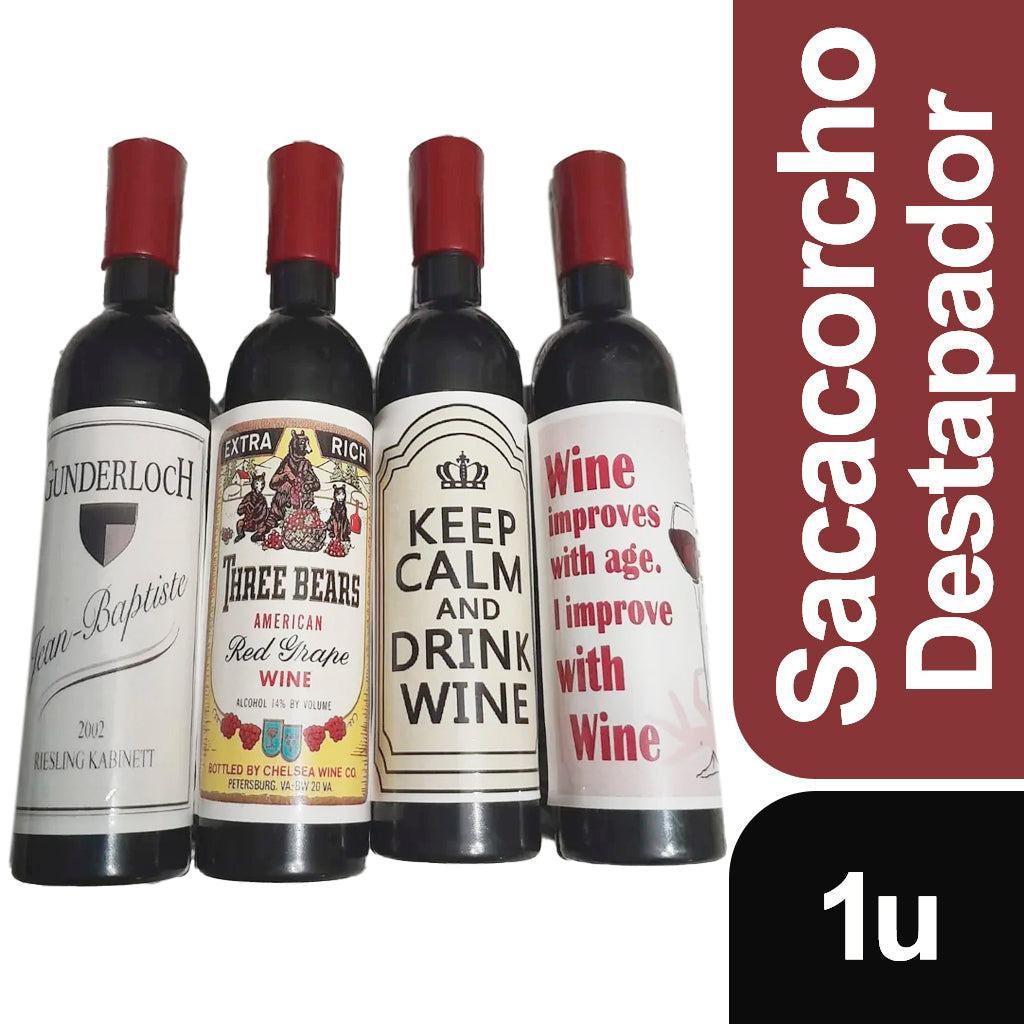 Destapador - Saca Corchos Generico c/ forma de Botella de Vino 1 u
