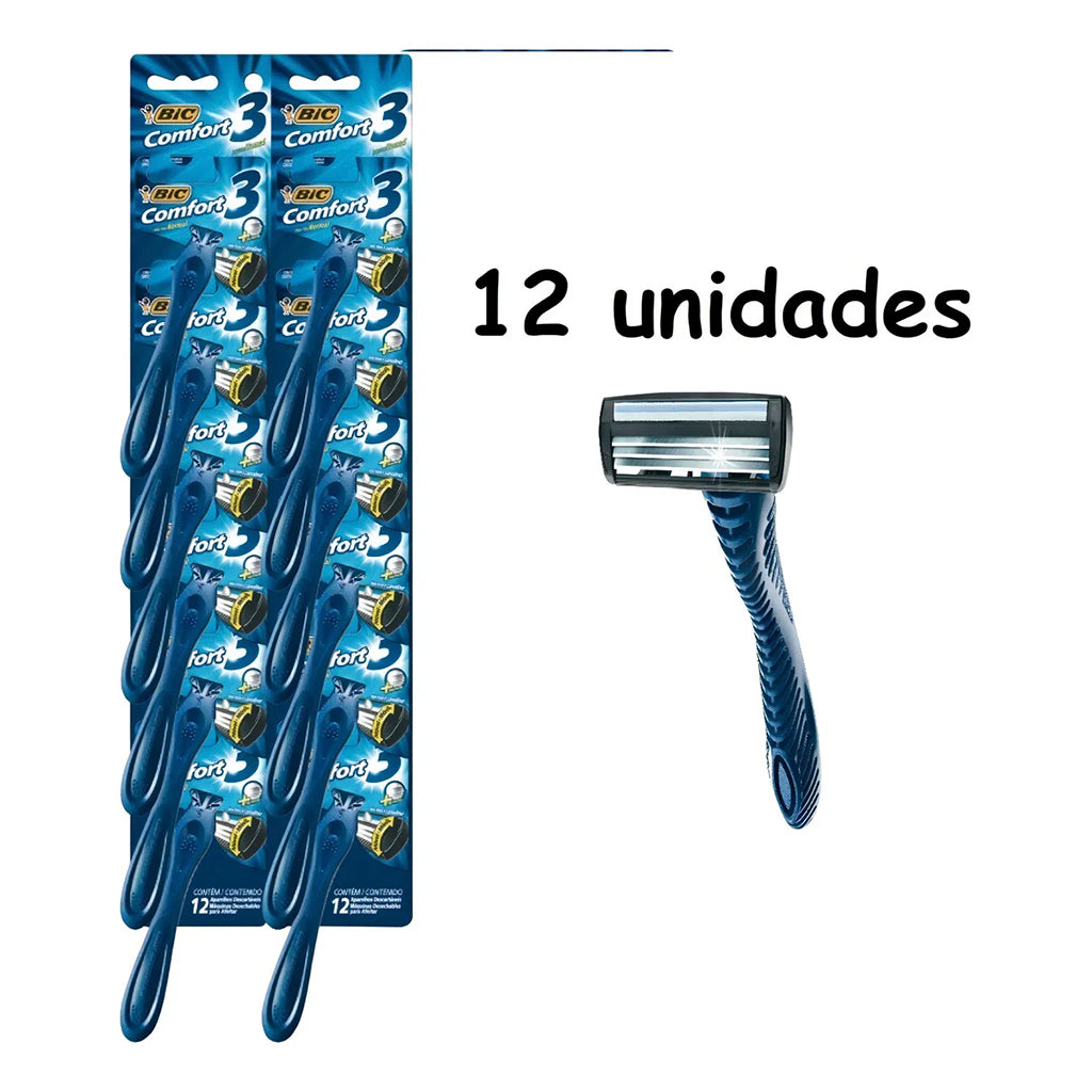 Afeitadora Desechable Bic Prestobarba Confort 3 Filos Normal 12 u
