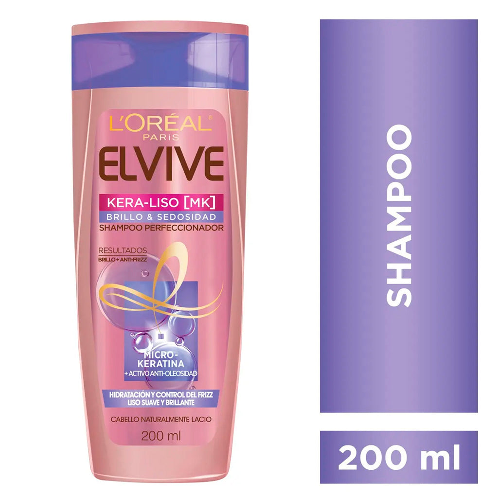 Shampoo Elvive Kera liso Brillo y Sedosidad 200 ml