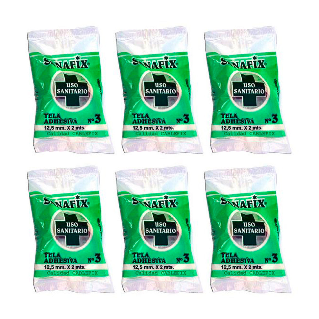 Cinta Medicinal Generico Tela Adhesiva Sanafix N°3 de 12,5 mm x 2 mtrs Tira por 6