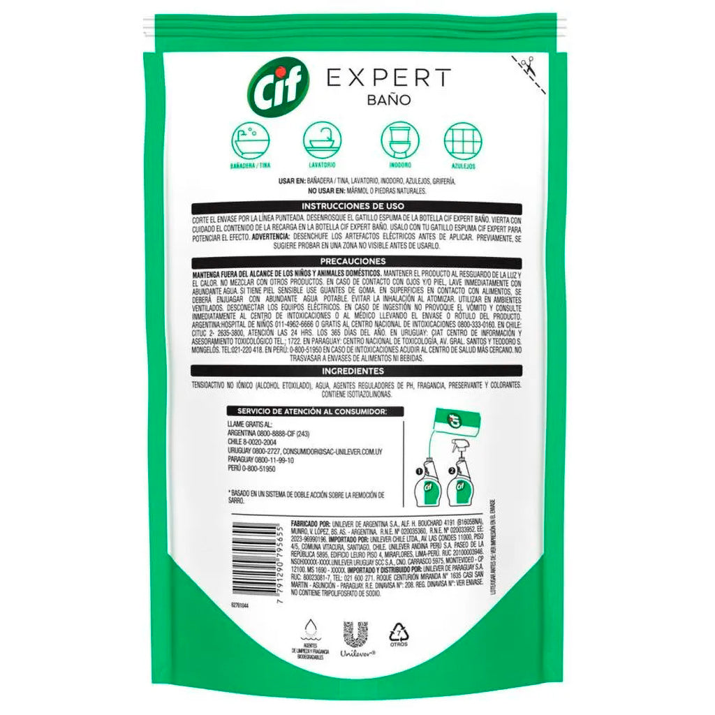 Limpiador de baño Repuesto Cif Expert 900 ml