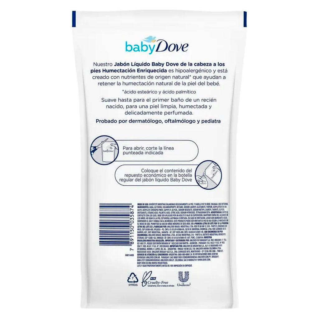 Jabon Liquido Dove Corporal Humectacion Enriquecida Repuesto 180 ml