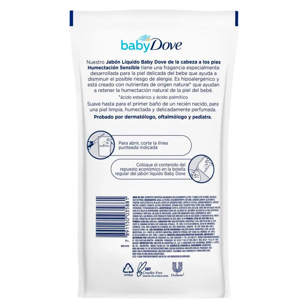 Jabon Liquido Dove Corporal Humectacion Sensible Repuesto 180 ml