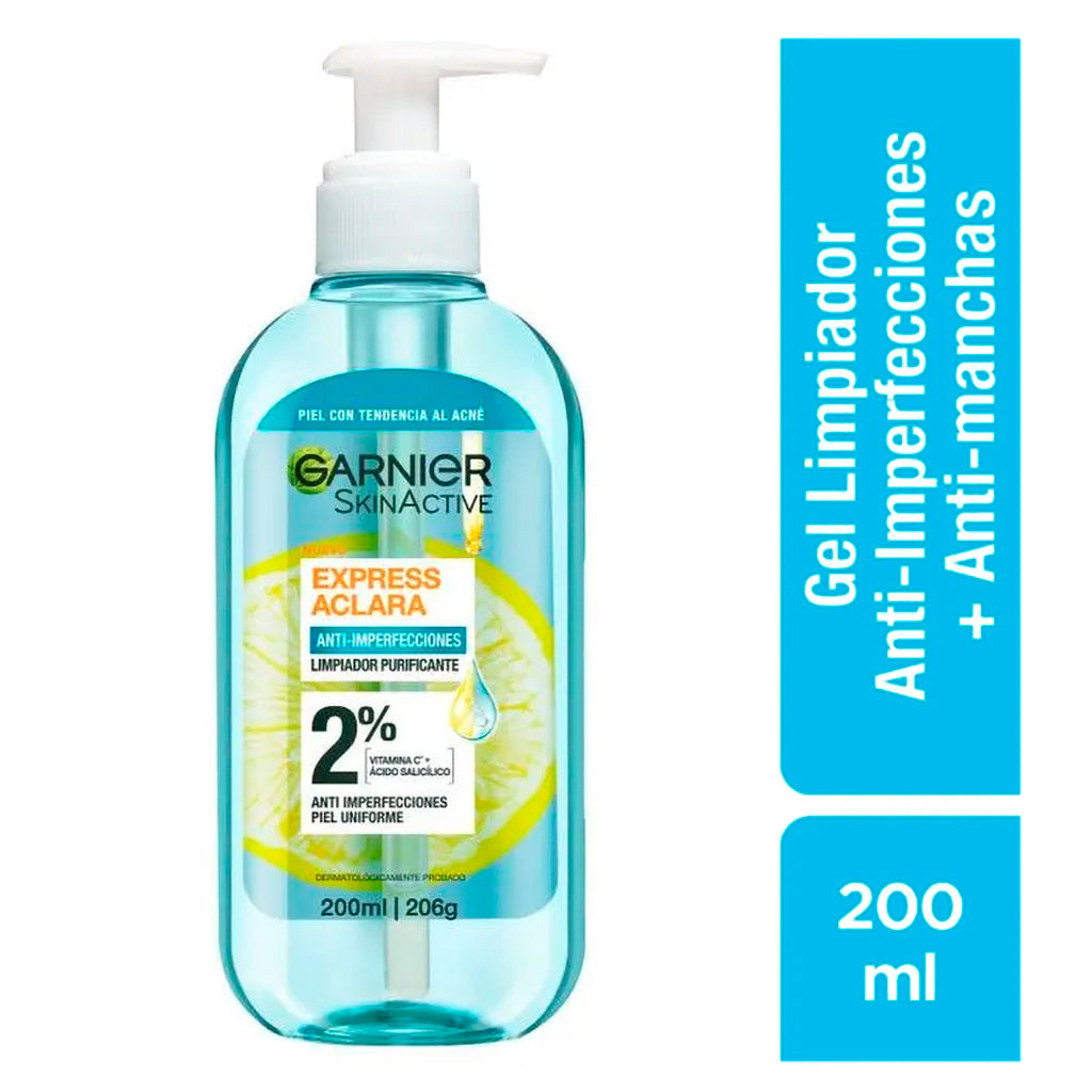 Gel de Limpieza Garnier Express Aclara - Purificante - Anti-Imperfecciones 200 ml