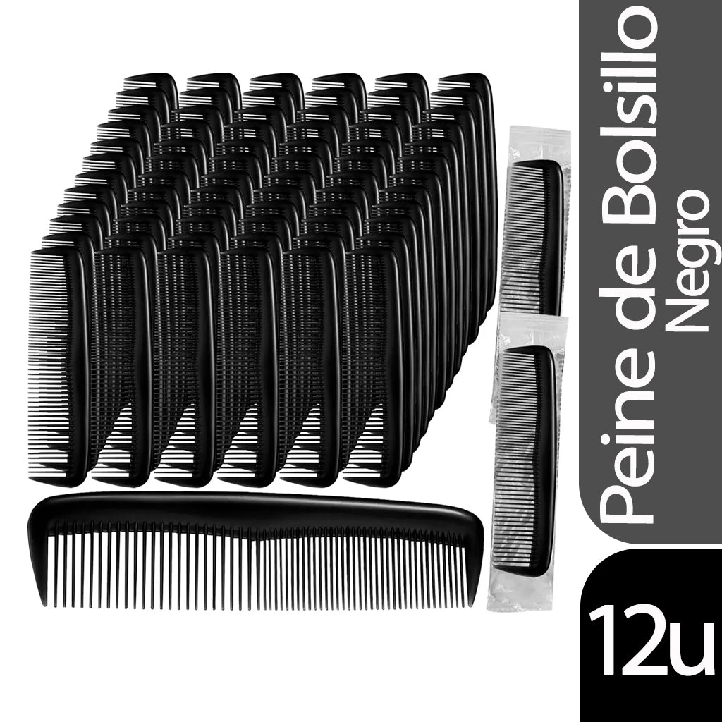 Peine Jabali de Bolsillo Negro 12 u