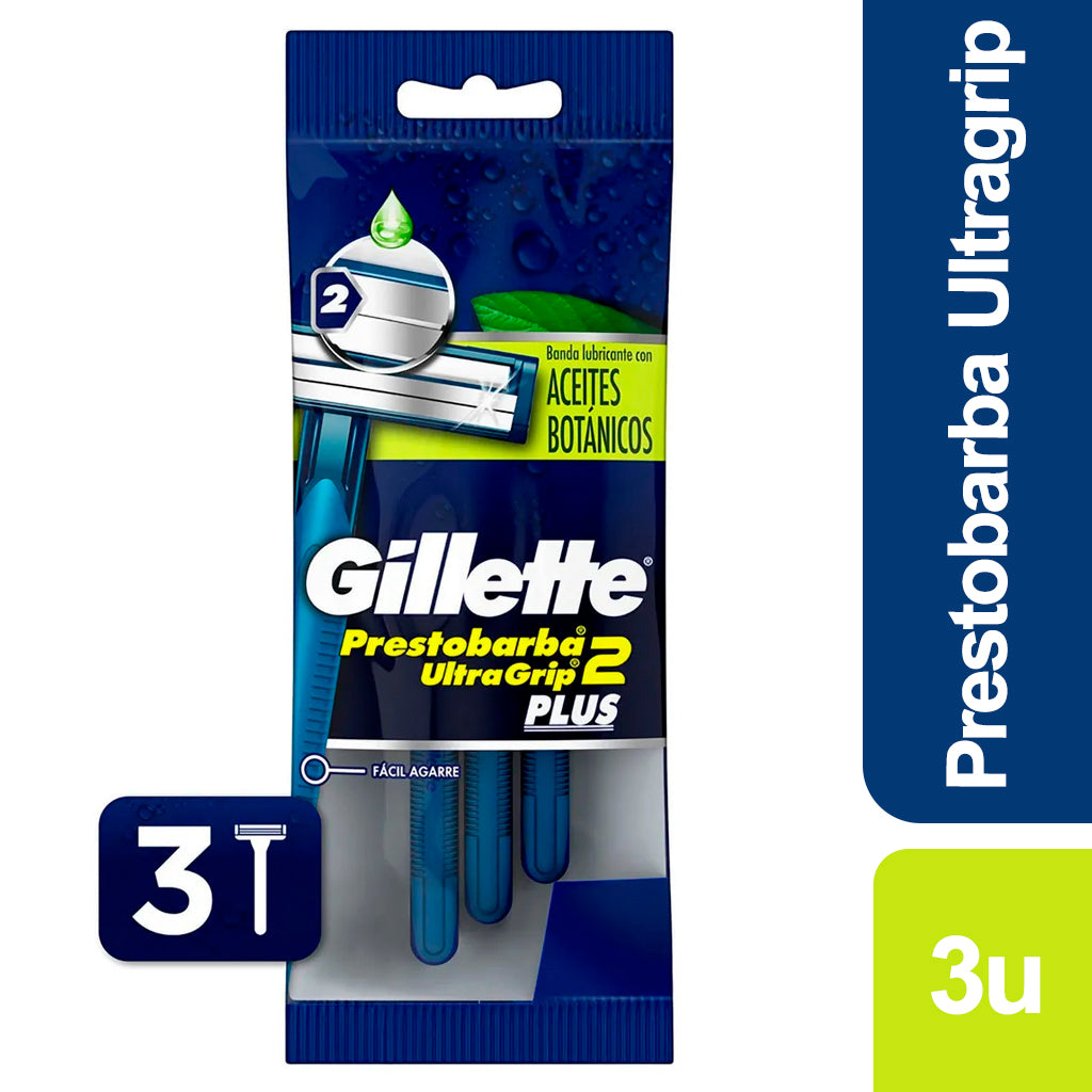 Afeitadora Desechable Gillette Prestobarba UltraGrip 3 Filos 3 u