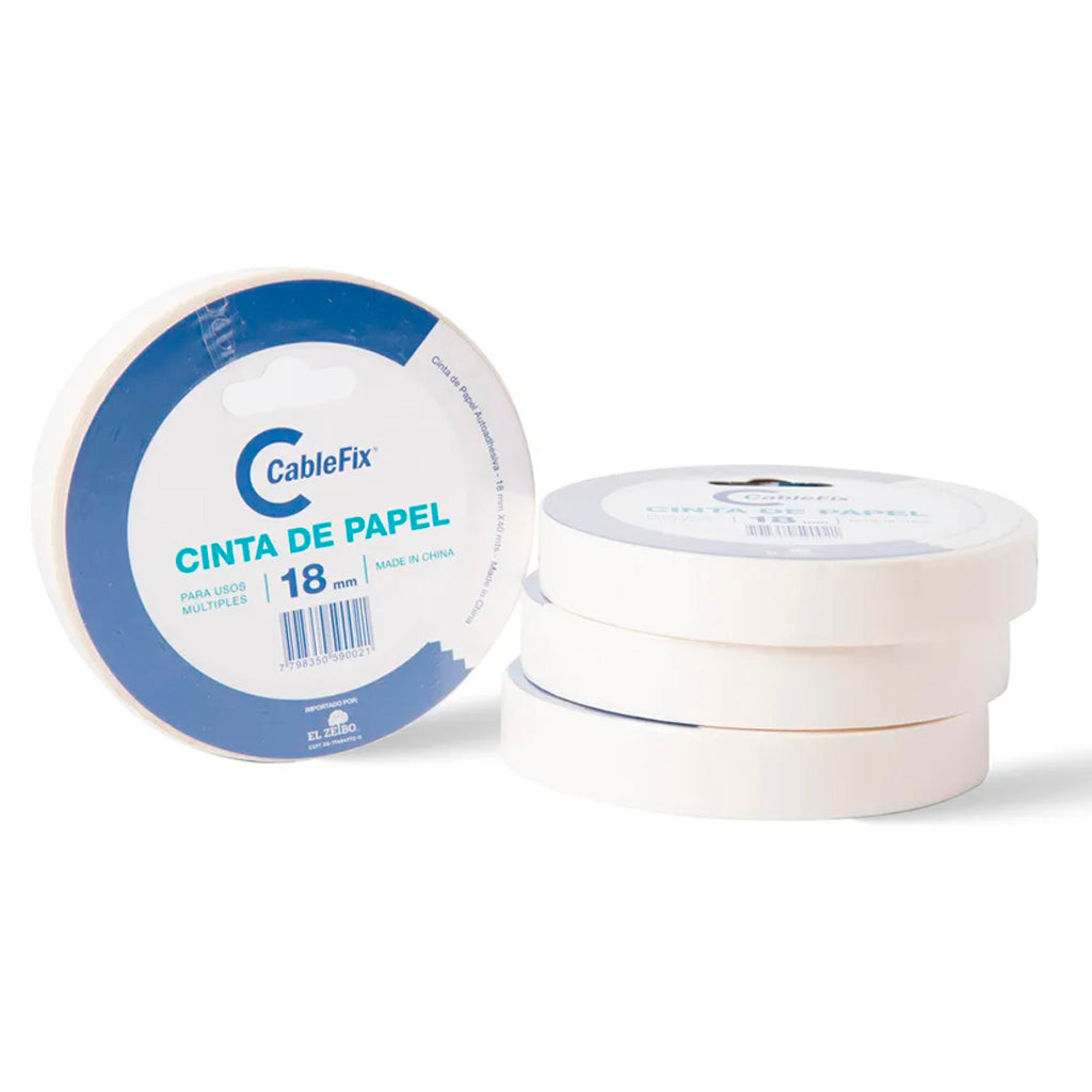 Cinta de Papel Cablefix Autoadhesiva p/ Usos Multiples 18 mm 40 mts