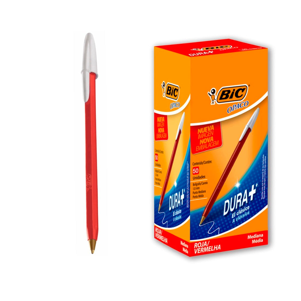 Lapicera Caja Bic Cartucho Opaco Tinta Roja Punta Mediana 50 u
