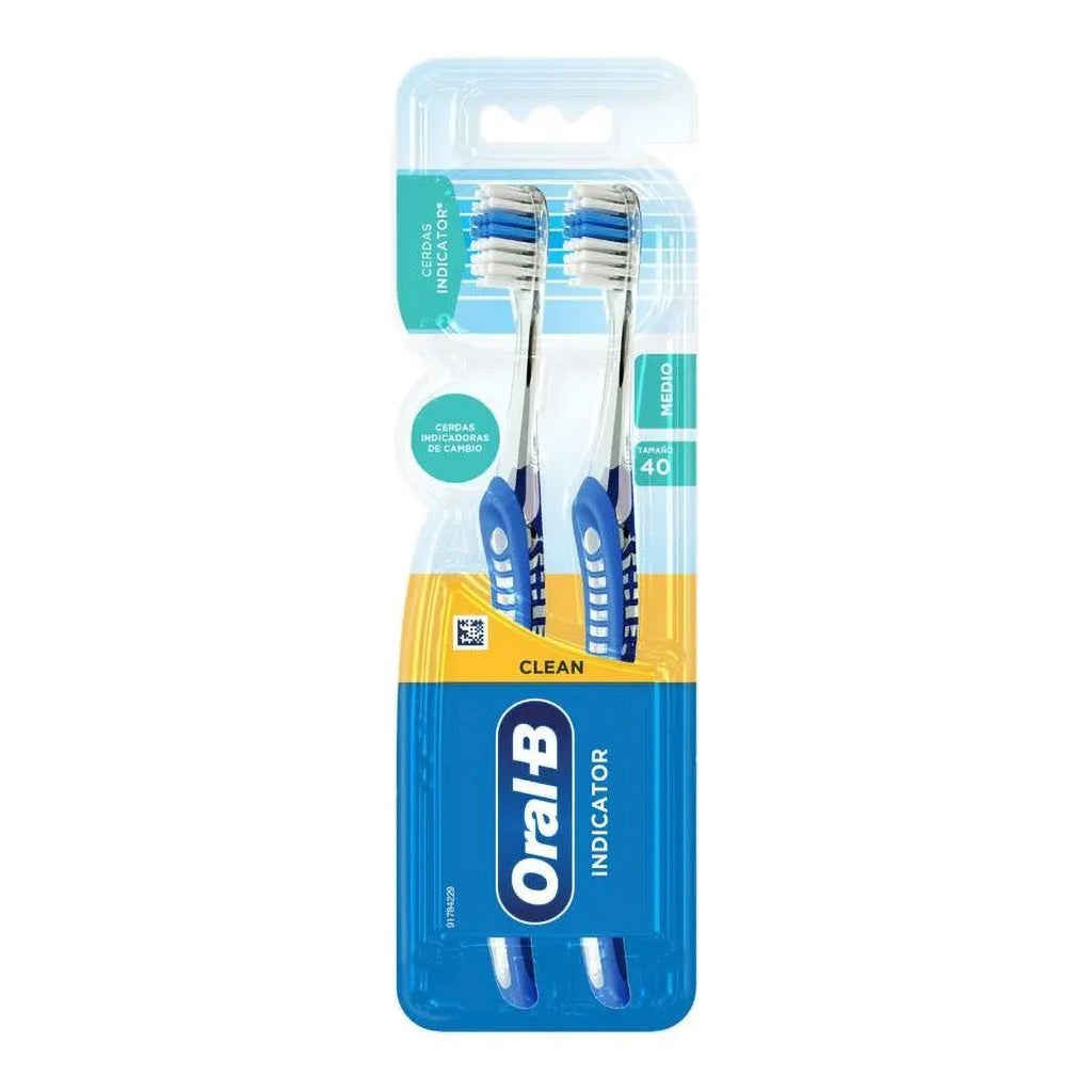 Cepillo Dental Oral-B Cerdas Indicador Clean Extra Suave Medio 2 u