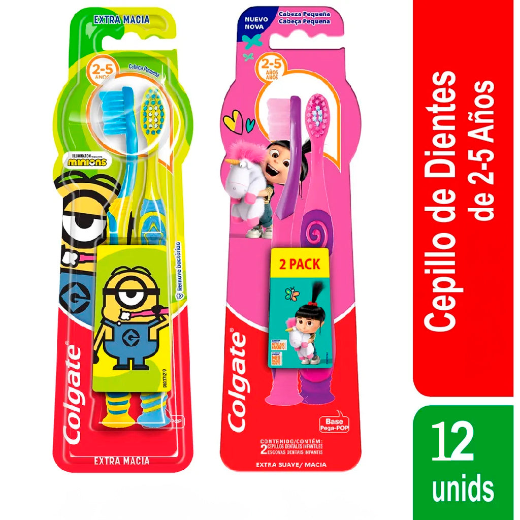 Cepillo de Dientes Colgate Extra Suave de 2 a 5 años 12u
