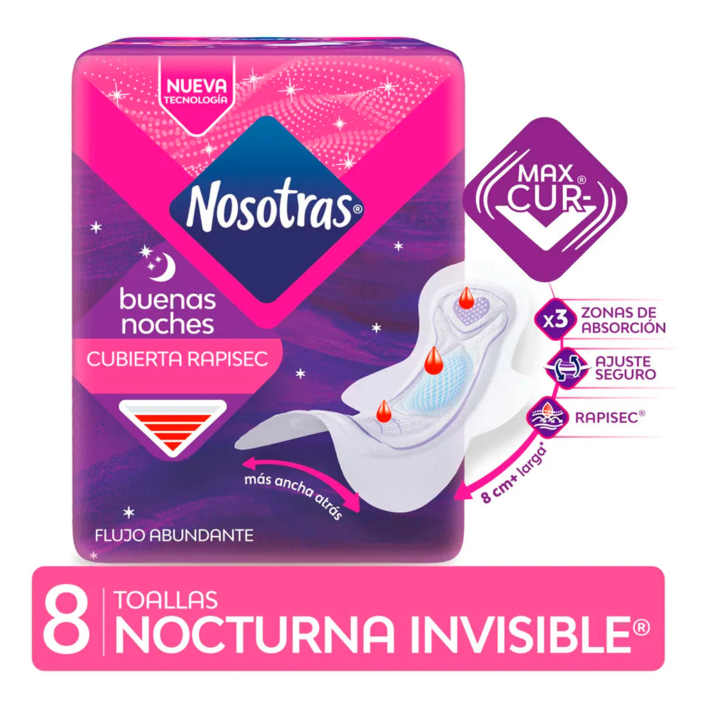 Toallas Femeninas Nosotras Nocturna Invisible 8 u