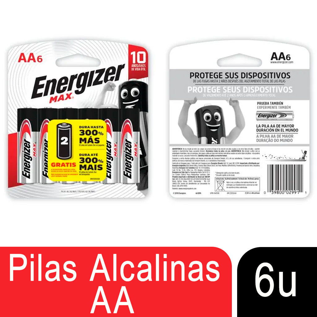 Pilas Energizer MAX Bateria Alcalina AA 6u