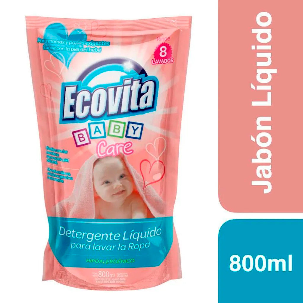 Jabón Líquido Repuesto Ecovita p/ Ropa Baby Care 800 ml