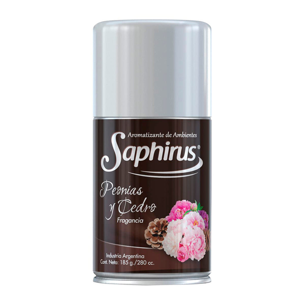 Aromatizante Aerosol Saphirus Peonias y Cedro 185 g