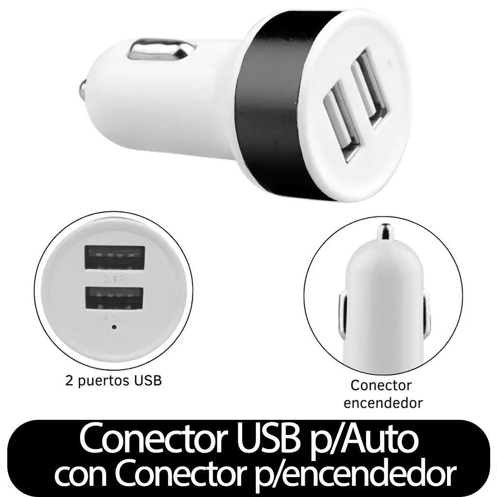 Cargador Generico USB p/ Auto - Conector p/ encendedor de auto