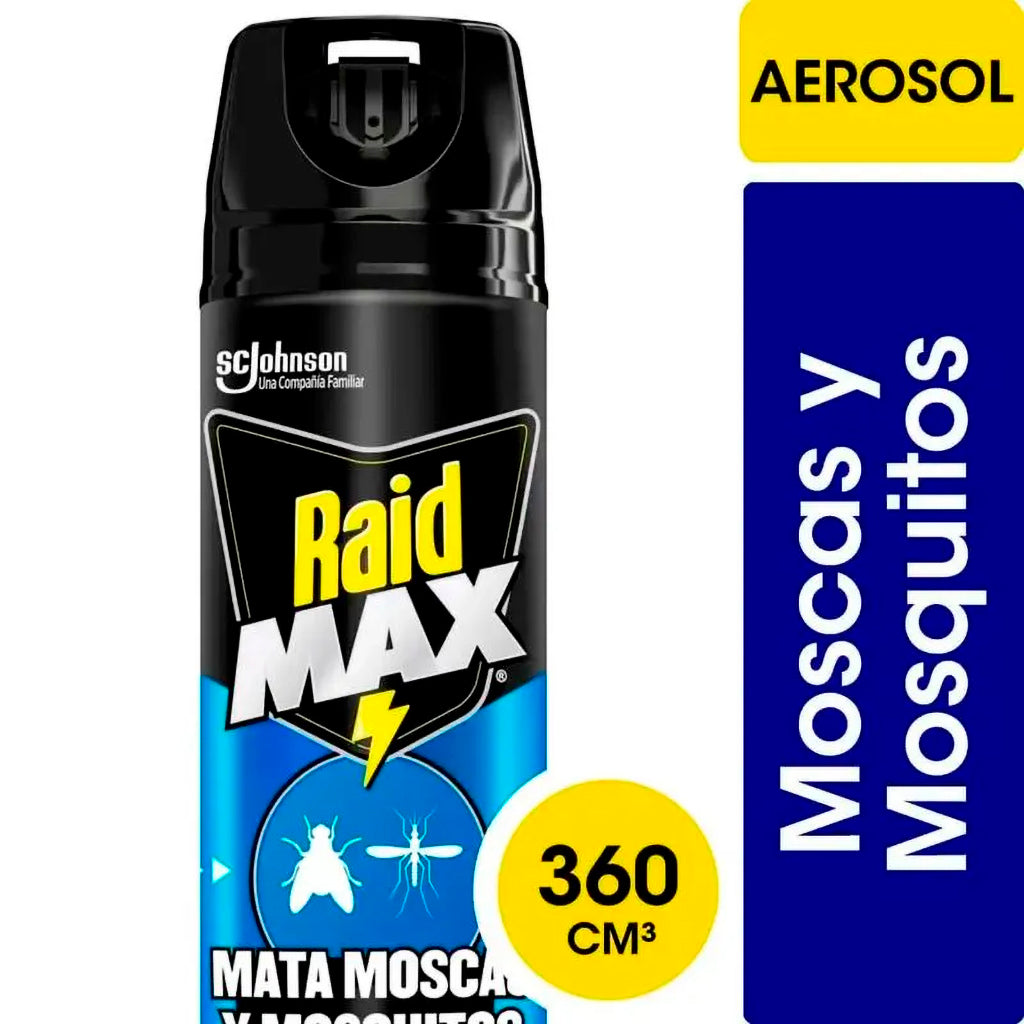 Repelente Aerosol Raid Max Mata Mosquitos y Moscas 360 ml