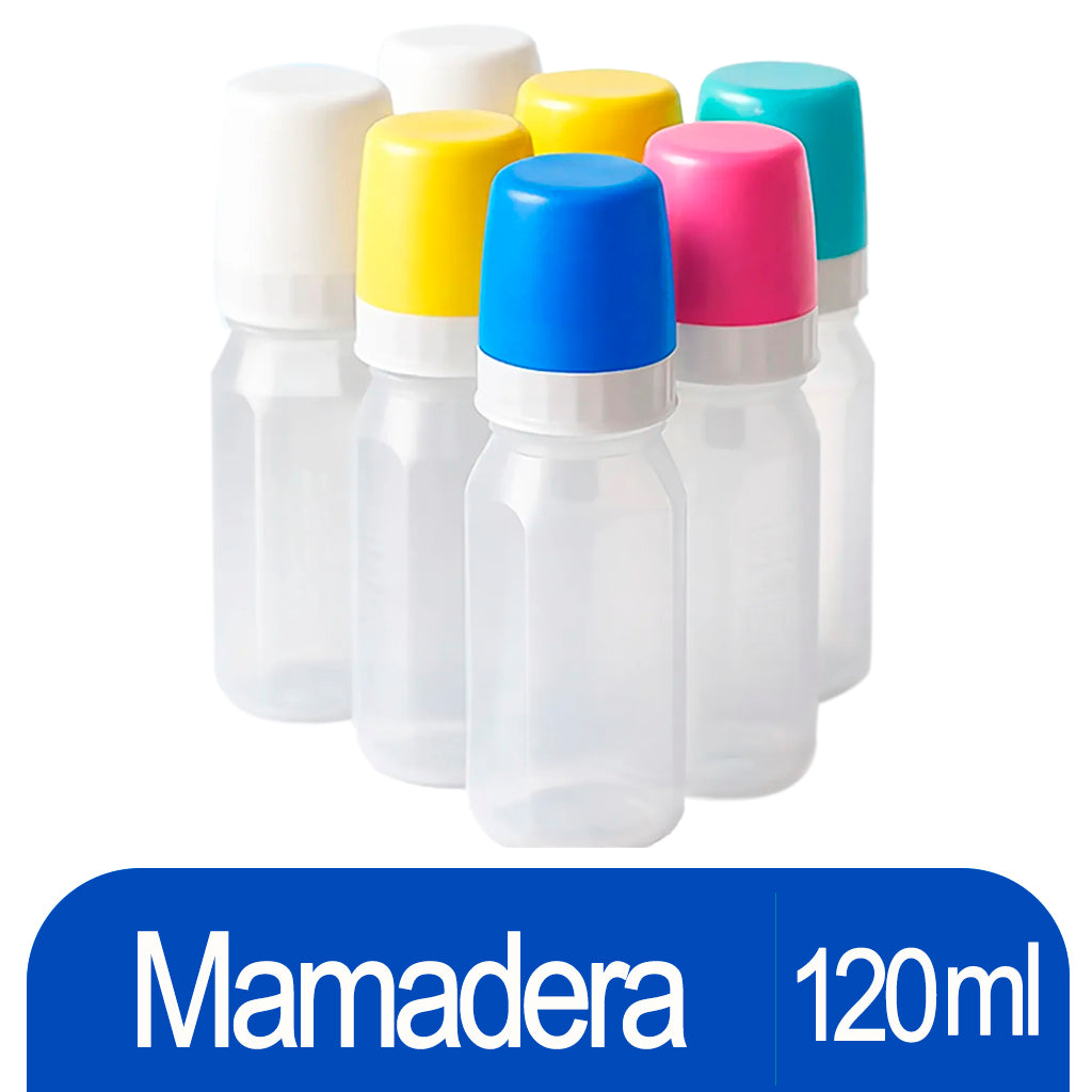 Mamadera Random Lisa Translucida c/ Tapas de Colores Surtidos 120 ml