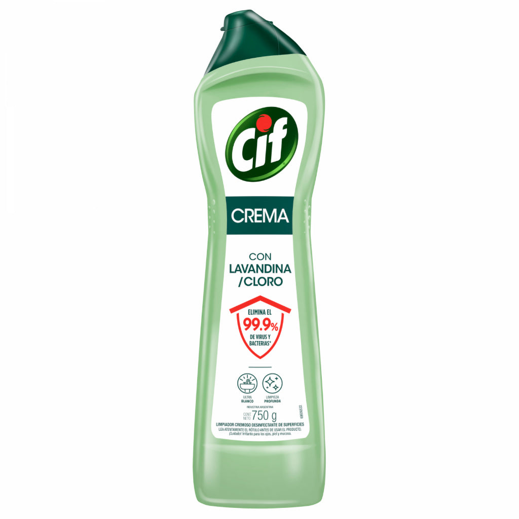 Limpiador Crema Cif c/Lavandina y Cloro 750 gr