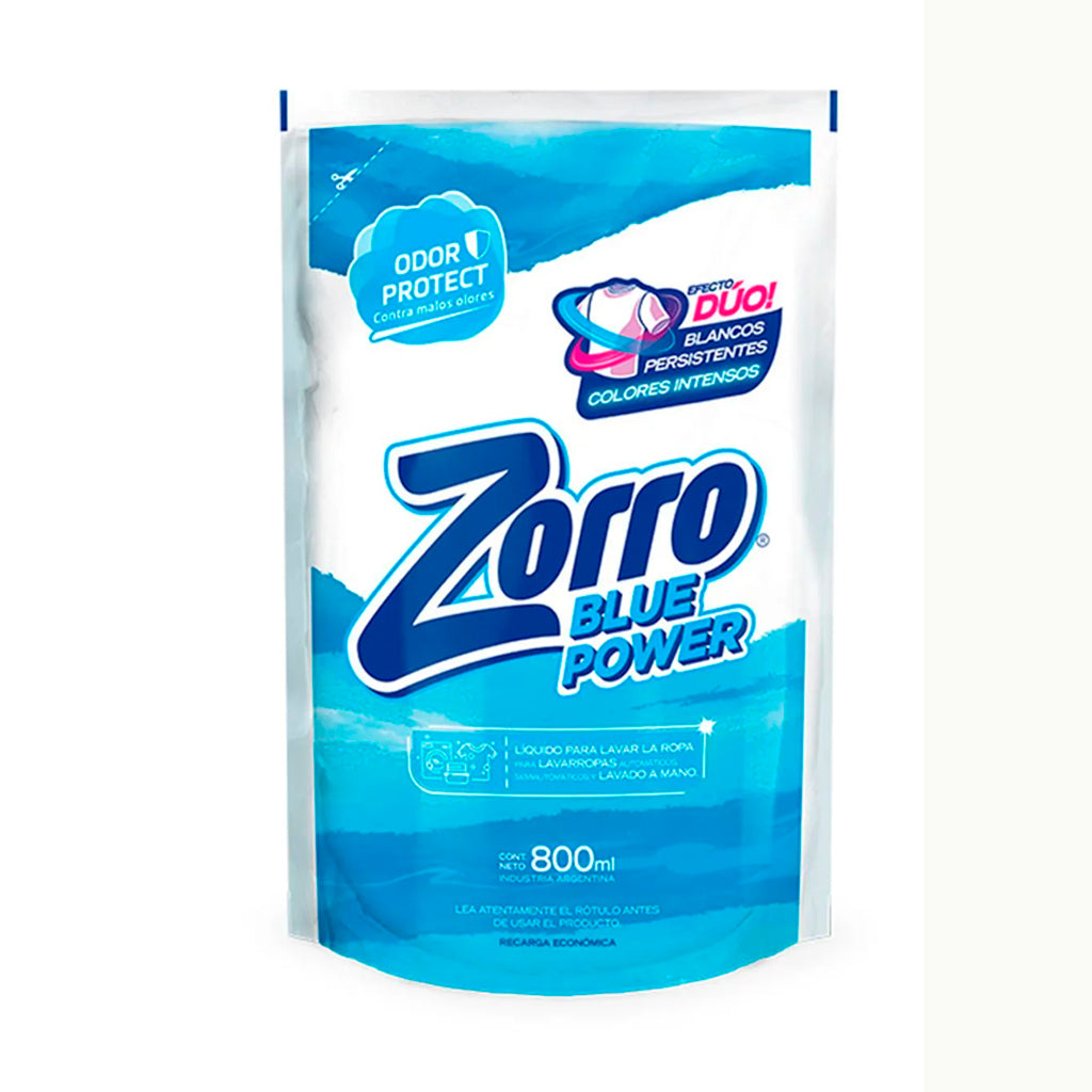 Jabon Liquido Zorro p/ Ropa Blue Power 800 ml