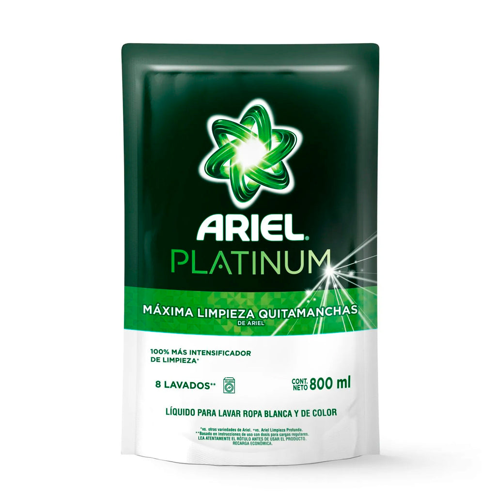 Jabon Liquido Repuesto Ariel p/ropa Platinum Concentrado p/Diluir 800 ml