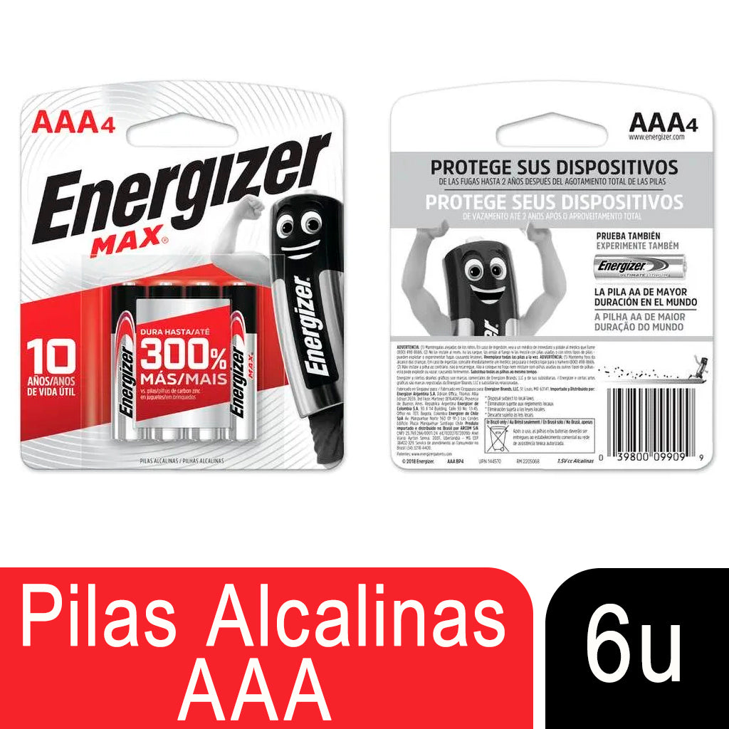 Pilas Energizer MAX Bateria Alcalina AAA 6u