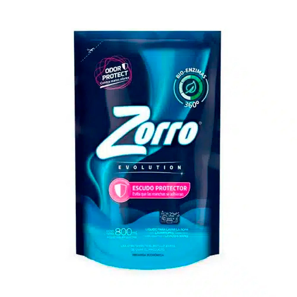 Jabon Liquido Zorro p/ Ropa Evolution Escudo Protector 800 ml
