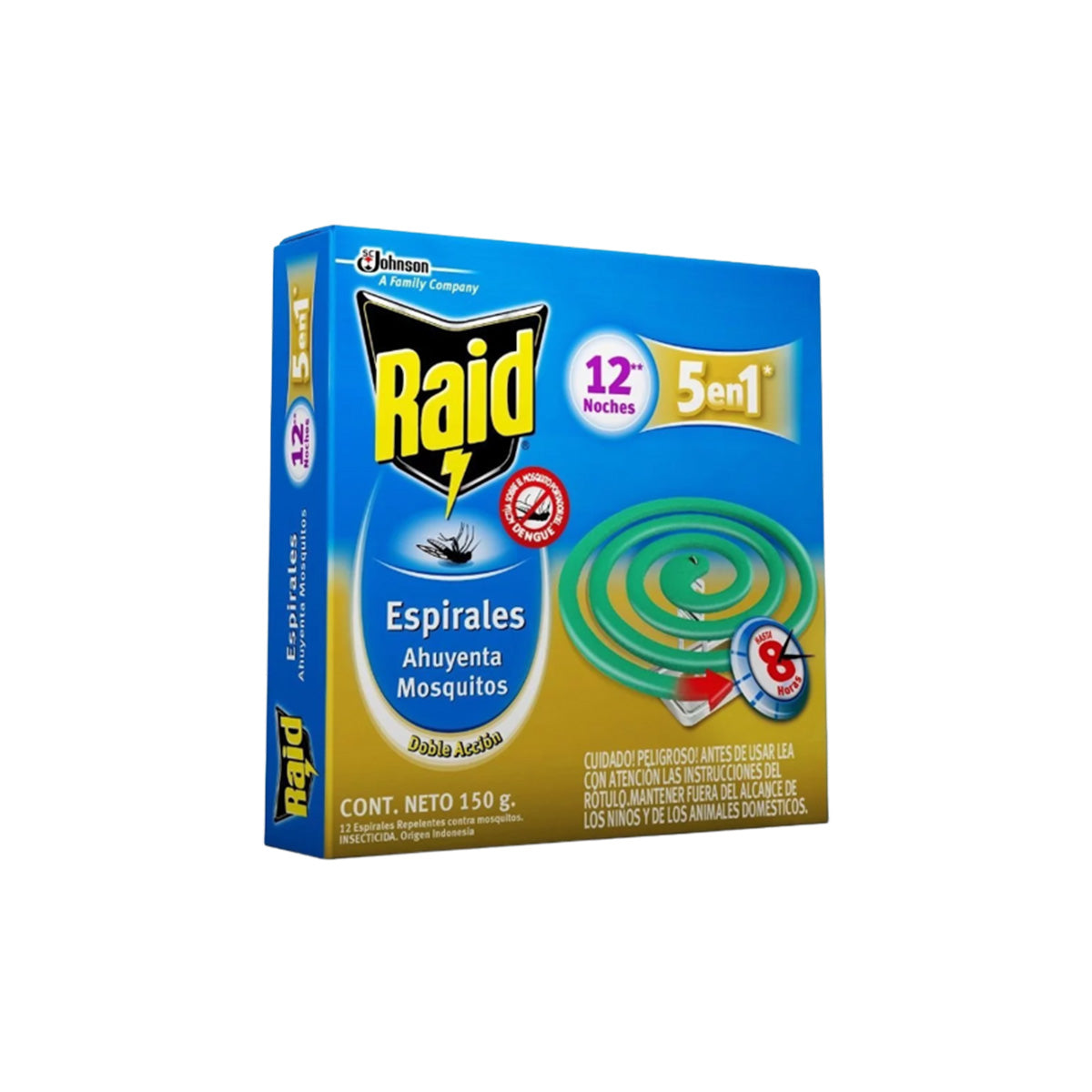 Repelente Espiral Raid Ahuyenta Mosquitos Doble Acción 12 u